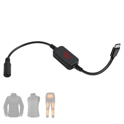 9V Heated Jacket Battery Adapter Cable Type C to DC 3.5/4.0mm Power Cord