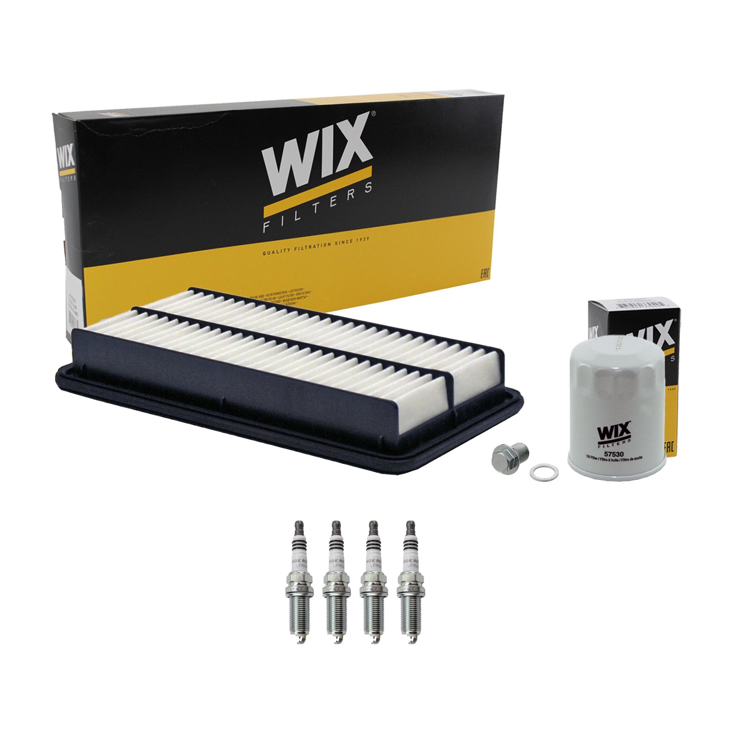 Wix Engine Air Oil Filters  NGK 4 Ruthenium HX Spark Plugs Kit for SX4 2.0 L4 5