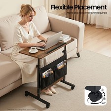 Rolling Laptop Desk Adjustable Height Computer Table Stand up Office w/ Storage