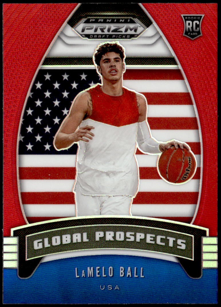 2020 Panini Prizm Draft Picks #98 LaMelo Ball Red White and Blue Rookie E1
