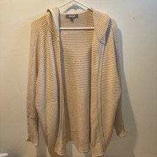 Marled Beige Open Cardigan with Hood Women s Size Large EUC