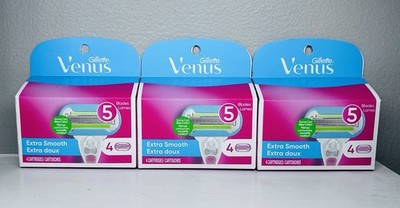 Gillette Venus Extra Smooth 5 Blade Razor Cartridges 4 Ct -3 Pack- 12 Total