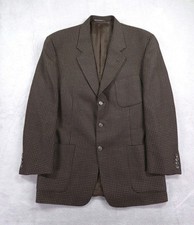 Corneliani Wool Suit Herringbone Blazer 40R 3 Button Coat Brown Italy