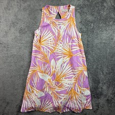 LOFT Island Frond Linen Blend Cutout Back Floral Dress Small Sleeveless Boho