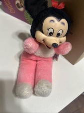 Vintage Minnie mouse vinyl head bean bag body Disney pink outfit 1960's 10"