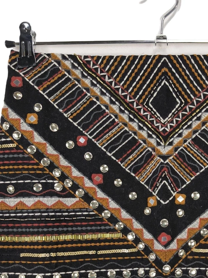 MANGO Minifalda Mujeres Falda Talla EU 36 naranja claro-marrón-negro elegante - Imagen 3 de 4