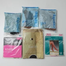 Lot of Vintage Silkies Control Top Pantyhose & Knee Highs Mixed Medium 80s