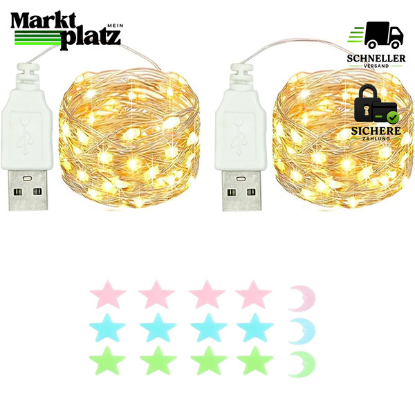 LED Lichterkette 50LED 5M Warmweiß USB Wasserdicht FüR Innen AußEn Hochzeit-image
