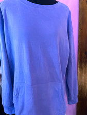 Women's Purple Solid Crew Neck Pullover Sweatshirt Long Sleeve Size L
