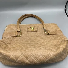 Marc Jacobs Quilted Leather Handbag Shoulder Purse Light Tan