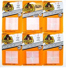 Gorilla Clear Mounting Tape Squares 6 Pack Lot Double Sided 1" x 1" Weatherproof