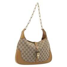 GUCCI GG Canvas Jackie Chain Shoulder Bag Beige Gold 001-4015 Auth yk20704SAV