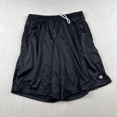 Champion Mens Mesh Athletic Basketball Shorts Black Size Large Polyester