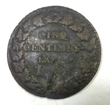 Bronze or Copper Coin France, Marianne, 5 Centimes, 1795-1801.