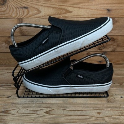Vans Turnschuhe Damen UK 7,5 klassische Slipper Asher perforiert schwarz Leder Skate
