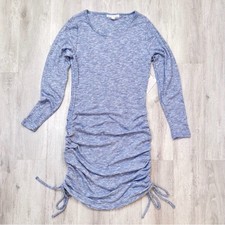 Women's 0X Plus Size NWT Blue Long Sleeve Ruched Bodycon Knit Dress New