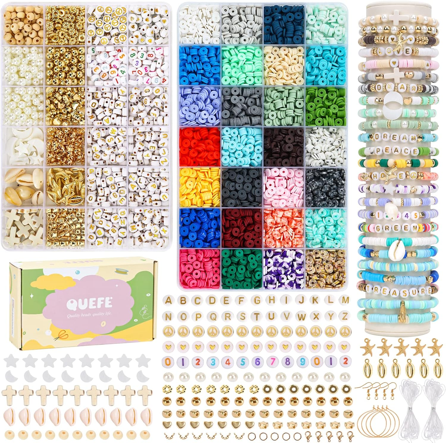 6700Pcs 28-Color Clay Beads Kit for DIY Jewelry and Bracelet Making for Adults