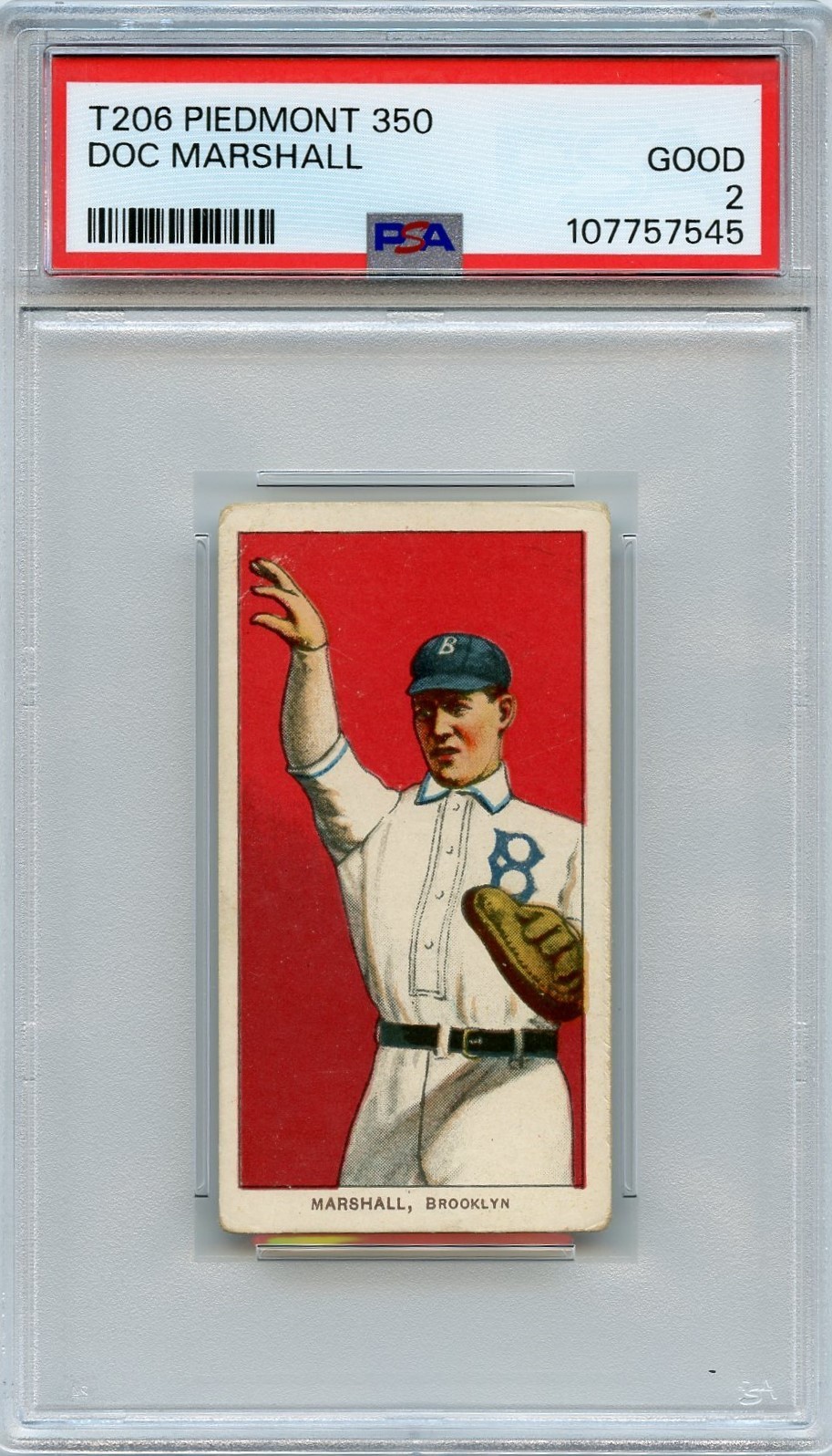 t206 Piedmont 350 Doc Marshall PSA 2 GOOD 1909-11 Early Baseball Card Old