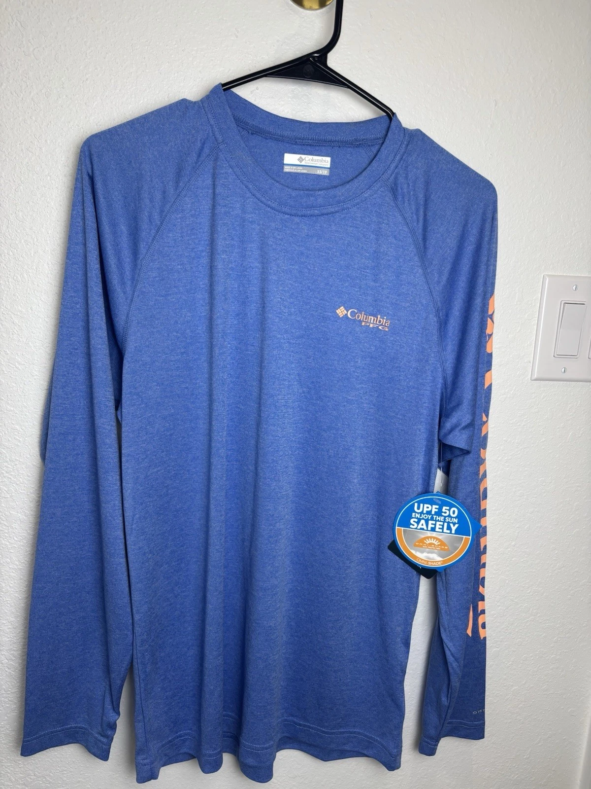 Columbia PFG Terminal Tackle Heather Long Sleeve Shirt NWT UPF 50 Blue Men’s XS