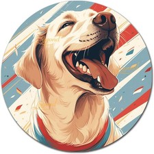 Metal Sign Tin Wall Art Happy Labrador Dog On Vintage Stripe 8x8