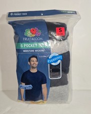 Fruit of the Loom Men's 6-Pk Pocket T-Shirts Soft and Breathable Asst Size SMALL