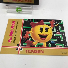 Ms. Pac-Man [Tengen] (Nintendo NES, 1989) w Tengen Dust Cover and Manual
