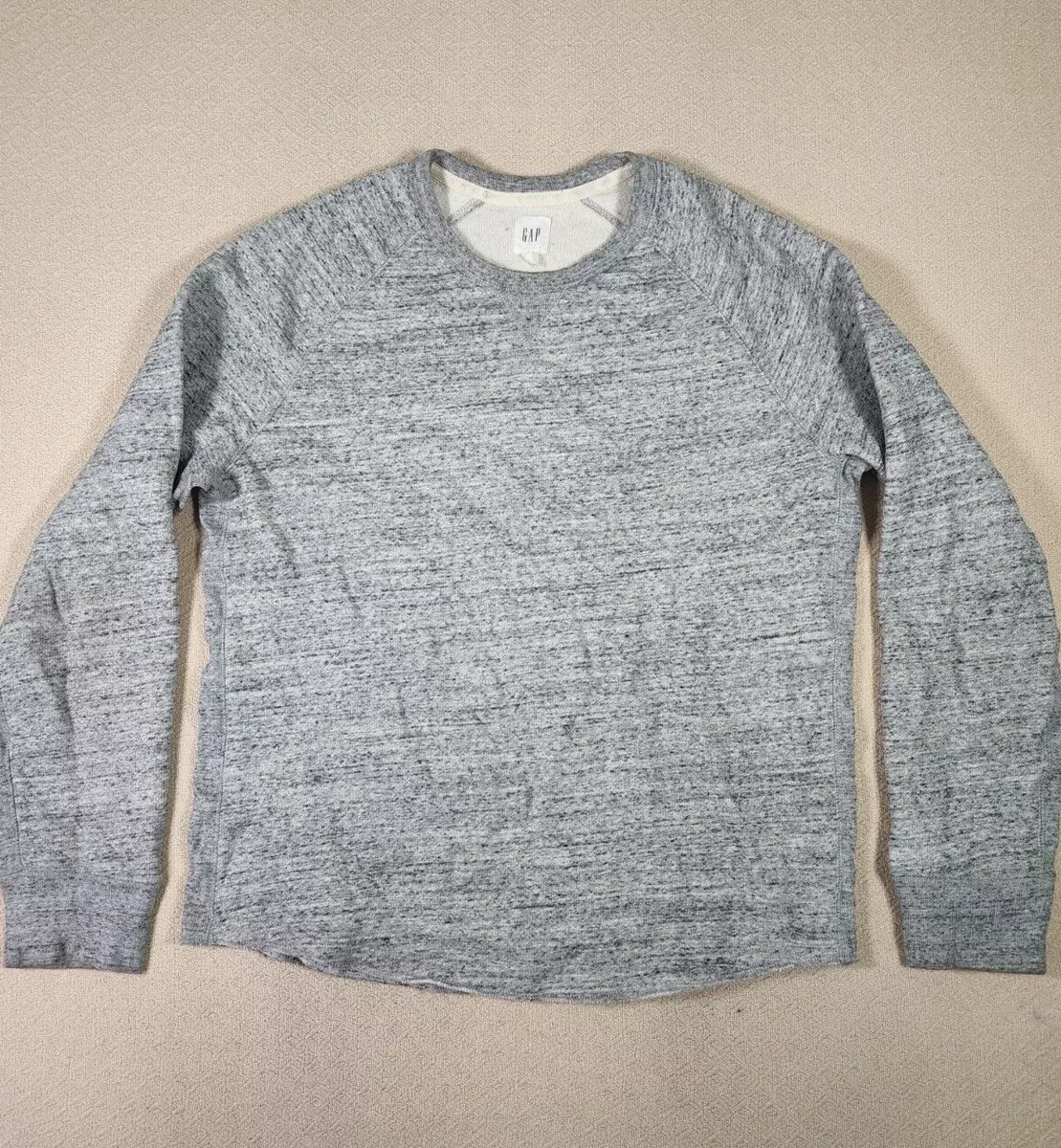GAP Sweater Mens Large L Pullover Knit Cotton Blend Gray Crew Neck Stretch
