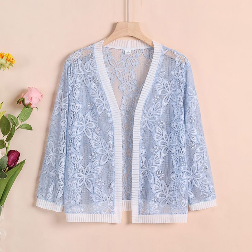 Women Hollow Out Floral Lace Cape Jacket Top Bolero Mesh Coat Shrug Cardigan New image 2