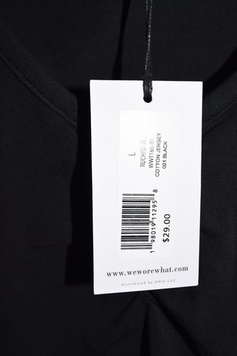 ~ $29 WeWoreWhat Womens Ruched Tee Cotton Jersy Black Large - NWT ~ - Foto 3 di 6