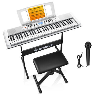Donner DEK-200 61-Key Electronic Keyboard Portable Digital Piano Stand Mic Stool
