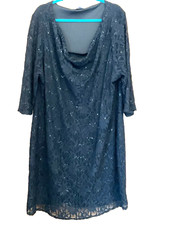Grace Plus Size 28 30 Black All Over Lace Sequin Sparkle Lined DRESS Occasion