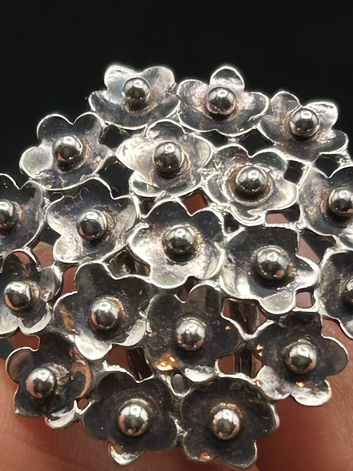 Sterling Silver .925 Flowered Ring Size 9 - image 11