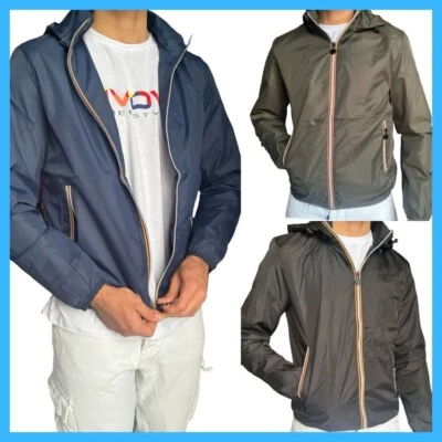 JMinger Impermeabile da donna, leggero, antivento, regolabile, giacca a vento con cappuccio e tasche, taglie S-XXL, Cerniera verde militare, Large