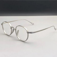 Pure Titanium Glasses Frames Retro Round Vintage Silver Eyeglasses Women Men New