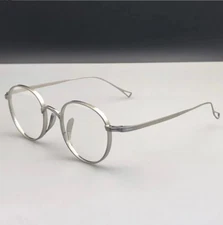 Pure Titanium Glasses Frames Retro Round Vintage Silver Eyeglasses Women Men New
