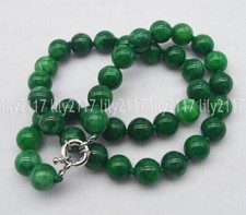 Natural 8/10mm Green Jade Gemstone Round Beads Necklace Jewelry 16-36'' AAA