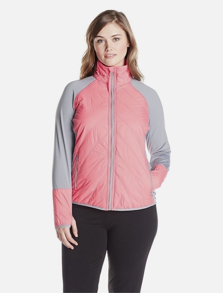 CALVIN KLEIN Performance Women's Plus Packable Coral/Grey Jacket Size 1X