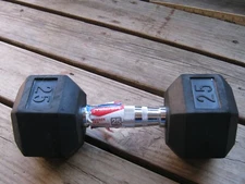 WEIDER  Barbell Rubber Hex Dumbbell, Single - 25lbs