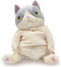 Shinada Global Mochi Neko Cat Plush Toy Gray Tuxedo L 30cm Mochi Soft Japan