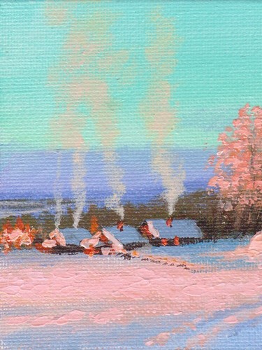 Oil Painting Handmade Arseni ~ CHRISTMAS 6" X 4" NO FRAME USA - Picture 5 of 11