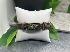 Leather Bracelet Stackable Adjustable Tie New Free Ship Charm Feather A3490