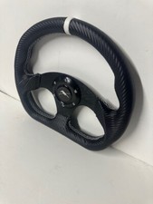 Tuned By Matrix D Shape Black With White Stripe Steering Wheel With Horn Button
