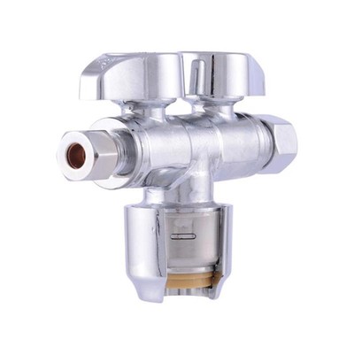 SharkBite 1/2in. Compression T X 3/8in. S Compression Brass Dual Shut-Off Valve