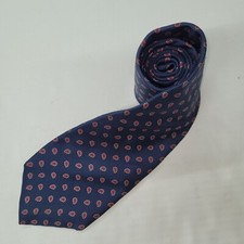 State Street Jordan Marsh Mens Necktie Silk Handmade Paisley Print Blue