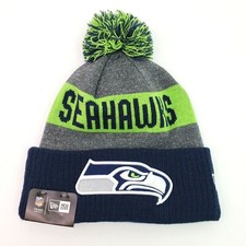 New Era NFL Seattle Seahawks Blue Knit Team Headwear Winter Ski Cap Hat Beanie