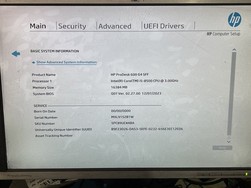 HP ProDesk 600 G4 SFF Intel core i5-8500 @3.00GHz 16GB Ram No hdd - Picture 3 of 3