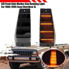 Smoked Led Front Side Marker Lamp Day Running Light For 1984-96 Jeep Cherokee Xj