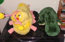 ANIMAL EXPRESS 1978 Caterpillar Alligator Hand Puppet LOT OF 2 VINTAGE RARE