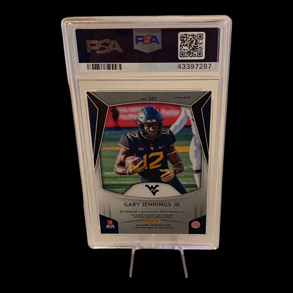 2019 Panini Prizm Draft Picks Auto Prizm Gary Jennings Jr PSA 9 WVU Mountaineer - Image 2 of 2
