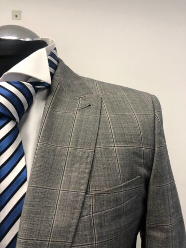 CHAQUETA/BLAZER TRAJE TED BAKER GRIS CUADROS PURA LANA 38R NUEVO CON ETIQUETAS - Imagen 3 de 6